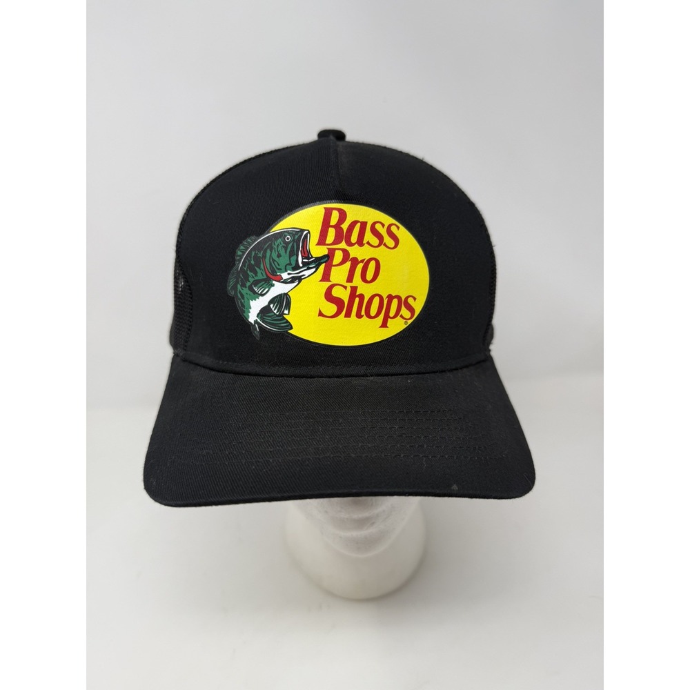Bass Pro Shops Hat Logo Mesh Fishing Hunting Trucker‎ Cap Snapback BLACK